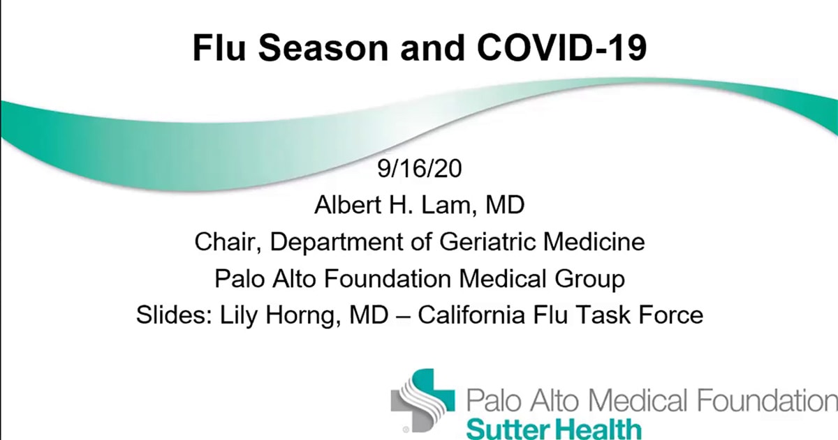 opening slide of presentation on flu season and COVID-19