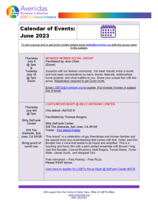 July Avenidas Rainbow Collective Classes (PDF)