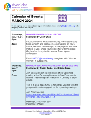 March Avenidas Rainbow Collective Activities (PDF)