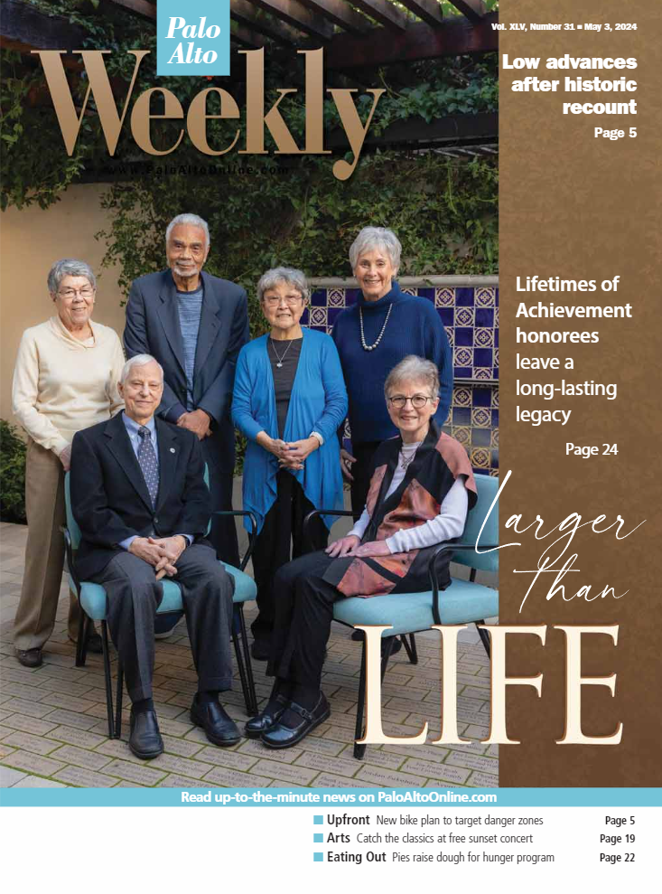 Cover of May 3 Palo Alto Weekly showing Lifetimes of Achievement 2024 honorees