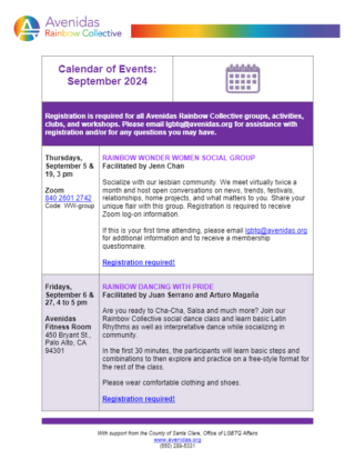 September Avenidas Rainbow Collective Activities (PDF)